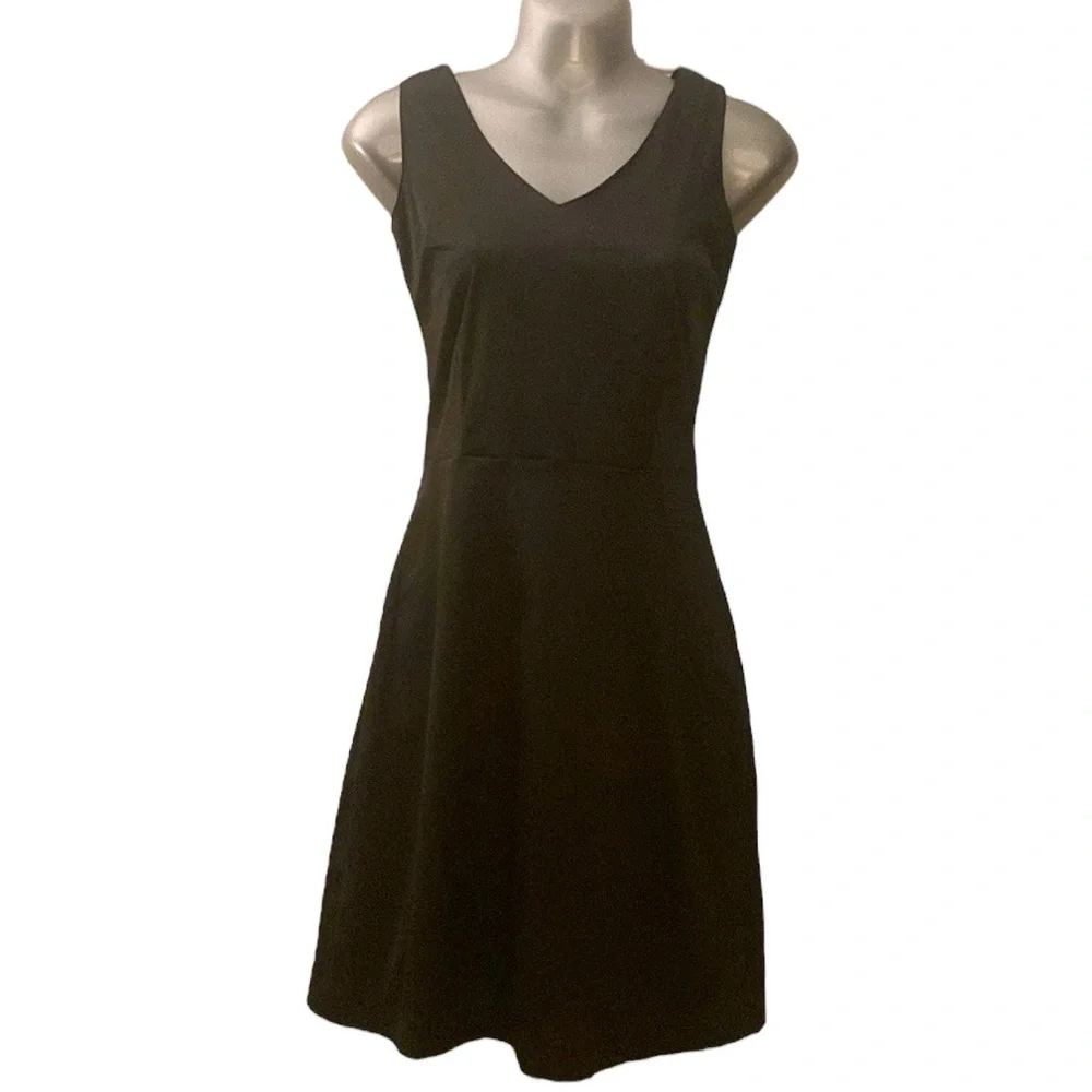 Sleek satiny black mini dress